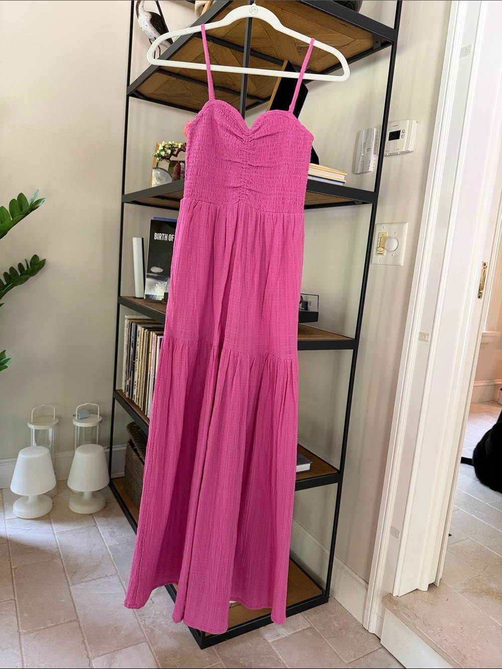 l*space Fuchsia Smocked Spaghetti-Strap Maxi Dress